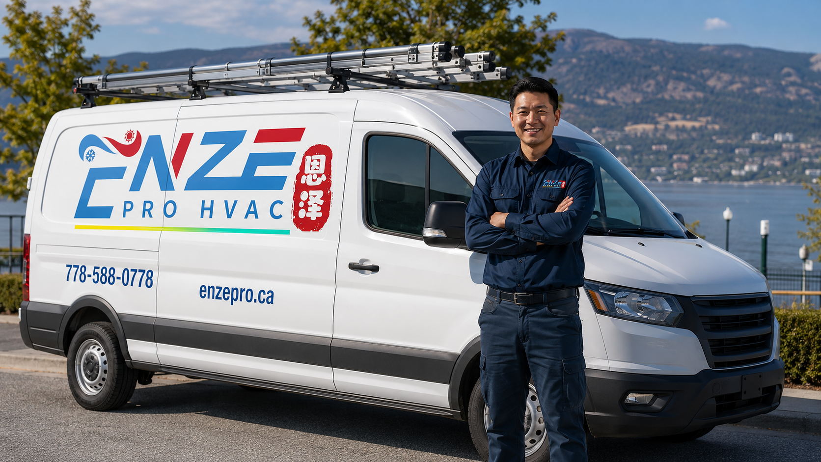 Enze Pro HVAC service vehicle and technician