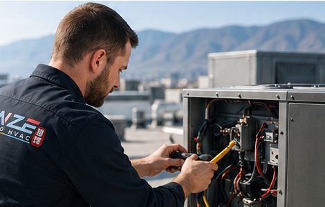 Technician reviewing service request details